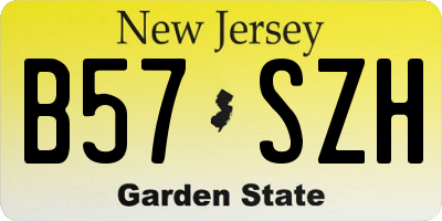 NJ license plate B57SZH