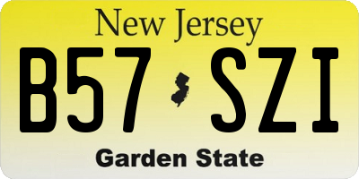 NJ license plate B57SZI