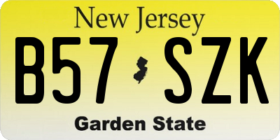 NJ license plate B57SZK
