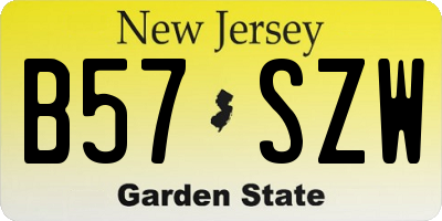 NJ license plate B57SZW