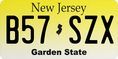 NJ license plate B57SZX