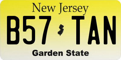 NJ license plate B57TAN