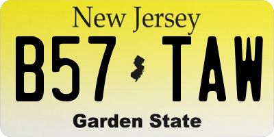NJ license plate B57TAW