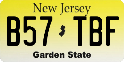 NJ license plate B57TBF