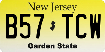 NJ license plate B57TCW