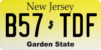 NJ license plate B57TDF