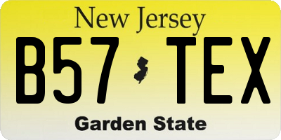 NJ license plate B57TEX