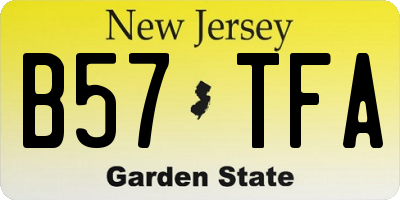 NJ license plate B57TFA