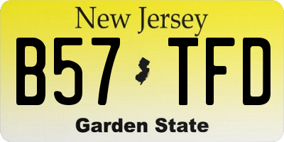 NJ license plate B57TFD