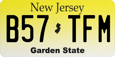 NJ license plate B57TFM