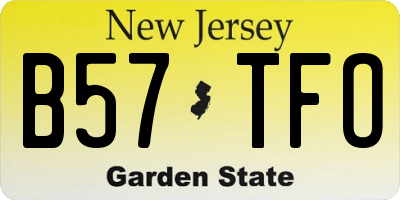NJ license plate B57TFO