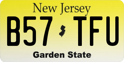 NJ license plate B57TFU