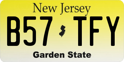 NJ license plate B57TFY