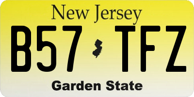 NJ license plate B57TFZ