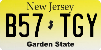 NJ license plate B57TGY