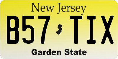 NJ license plate B57TIX
