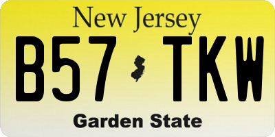 NJ license plate B57TKW