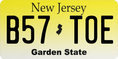 NJ license plate B57TOE