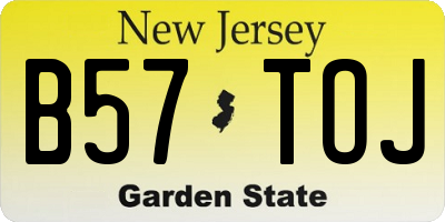 NJ license plate B57TOJ
