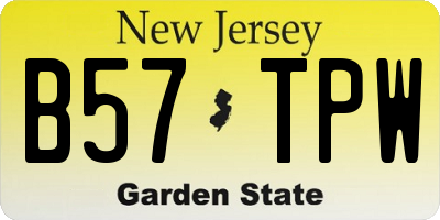 NJ license plate B57TPW