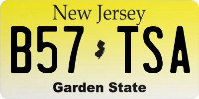 NJ license plate B57TSA