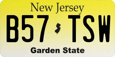 NJ license plate B57TSW