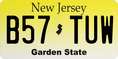 NJ license plate B57TUW