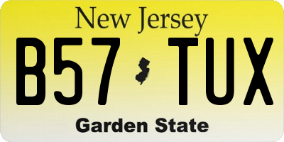 NJ license plate B57TUX