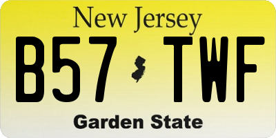 NJ license plate B57TWF