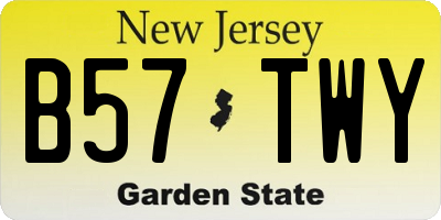 NJ license plate B57TWY