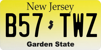 NJ license plate B57TWZ