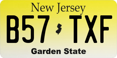 NJ license plate B57TXF