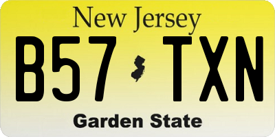 NJ license plate B57TXN