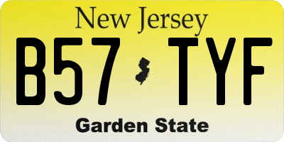 NJ license plate B57TYF