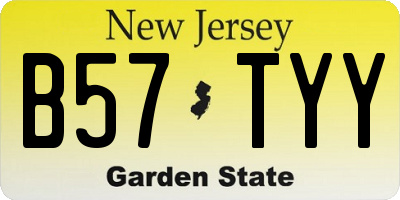 NJ license plate B57TYY