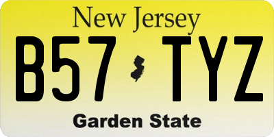 NJ license plate B57TYZ