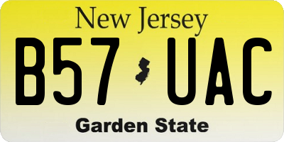 NJ license plate B57UAC