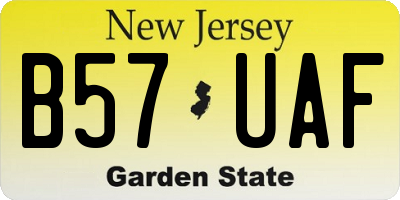 NJ license plate B57UAF