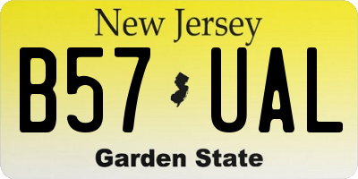 NJ license plate B57UAL