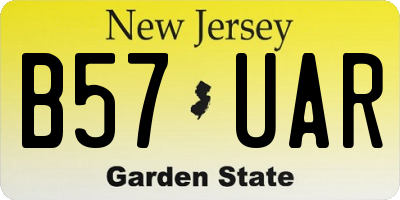 NJ license plate B57UAR