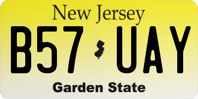 NJ license plate B57UAY