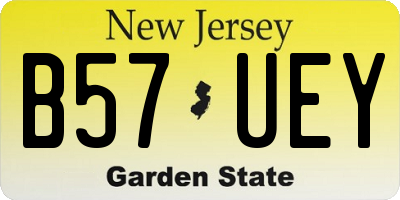 NJ license plate B57UEY