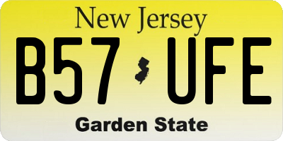 NJ license plate B57UFE