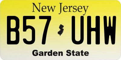 NJ license plate B57UHW