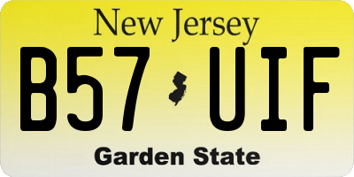 NJ license plate B57UIF