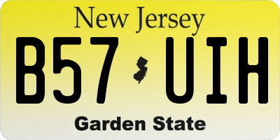 NJ license plate B57UIH
