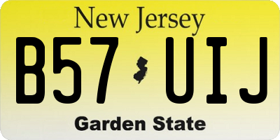 NJ license plate B57UIJ