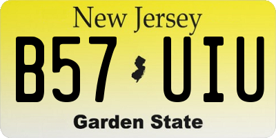 NJ license plate B57UIU