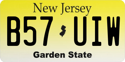 NJ license plate B57UIW
