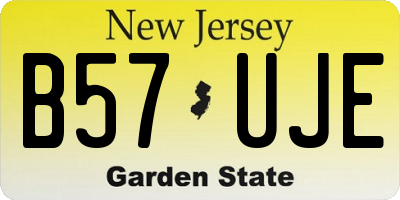 NJ license plate B57UJE